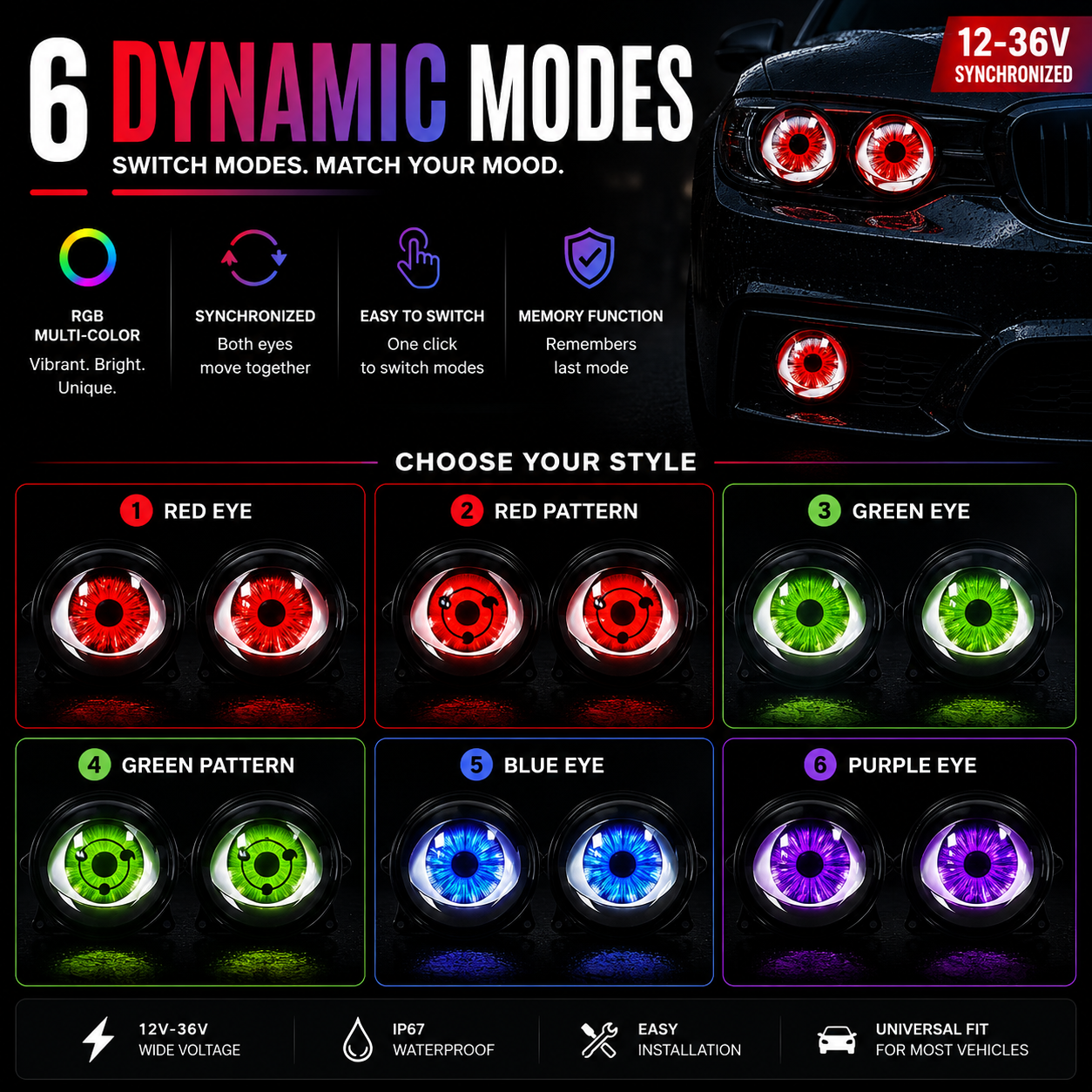 Dynamic Eye™ RGB Car Light (2 Eyes)