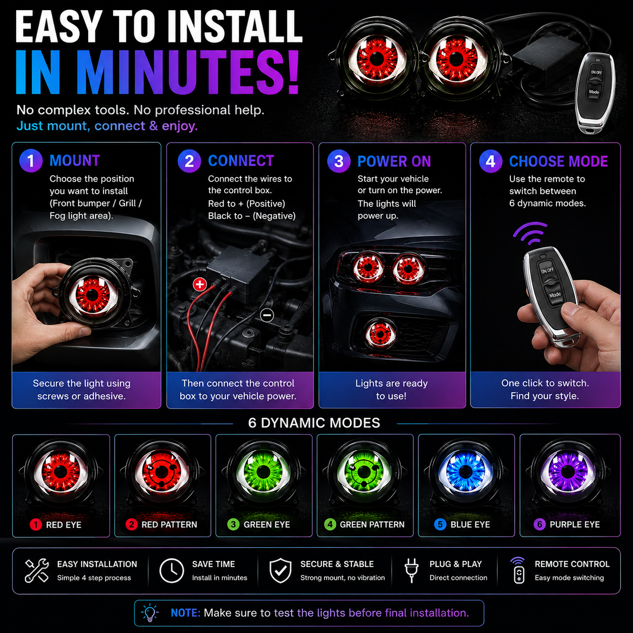 Dynamic Eye™ RGB Car Light (2 Eyes)