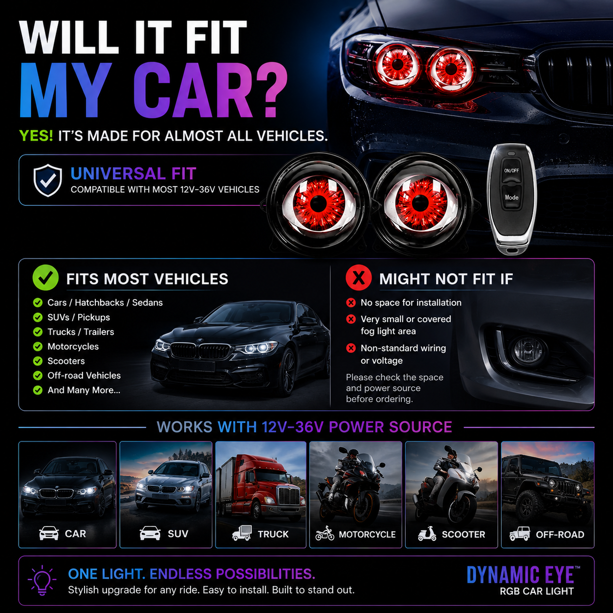 Dynamic Eye™ RGB Car Light (2 Eyes)
